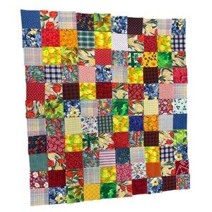 110 Precut 2" Cotton Squares Multi-Color Floral & Plaid Quilting Sew Fabric